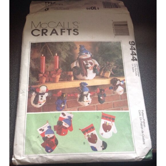 McCall's  Craft Sewing Pattern 9444 Frosty Friends Snowmen Mittens Christmas - Picture 1 of 2